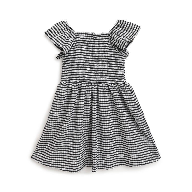 Girls White and Black Striped Sleeveless Dress image number 0